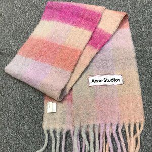 Acne Studios Checked Wool Fringe Scarf